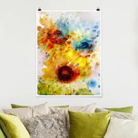 Klebefieber Poster Blumen Aquarell Blumen Sonnenblumen