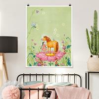 Klebefieber Poster Kinderzimmer Das Zauberpony auf der Blüte