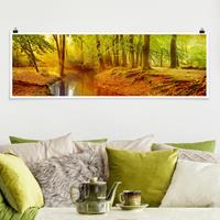 Klebefieber Panorama Poster Wald Herbstwald