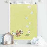 Klebefieber Poster Kinderzimmer Wassili Waschbär - Wassili rettet Elsa