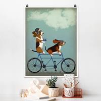 Klebefieber Poster Kinderzimmer Radtour - Bassets Tandem