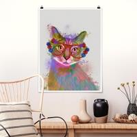 Klebefieber Poster Kinderzimmer Regenbogen Splash Katze