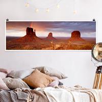 Klebefieber Panorama Poster Natur & Landschaft Monument Valley bei Sonnenuntergang