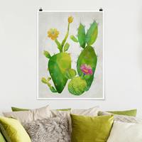 Klebefieber Poster Blumen Kaktusfamilie rosa gelb