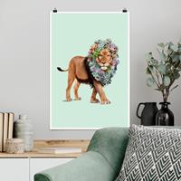 Klebefieber Poster Tiere Löwe mit Sukkulenten