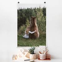 Klebefieber Poster Tiere Mädchen mit Braunbär
