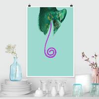 Klebefieber Poster Tiere Chamäleon mit Zuckerzunge