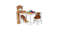 Relaxdays Kindertisch mit 2 Stühlen weiß/natur