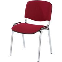 Bezoekersstoel, stapelbaar, rugleuning met bekleding, stoelframe verchroomd, bekleding bordeaux, VE = 2 stuks