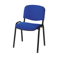 Bezoekersstoel, stapelbaar, rugleuning met bekleding, stoelframe zwart, bekleding blauw, VE = 4 stuks