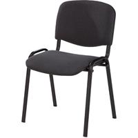 Bezoekersstoel, stapelbaar, rugleuning met bekleding, stoelframe zwart, bekleding antraciet, VE = 4 stuks