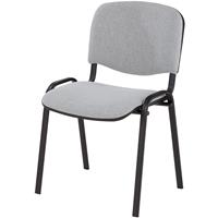 Bezoekersstoel, stapelbaar, rugleuning met bekleding, stoelframe zwart, bekleding grijs, VE = 4 stuks