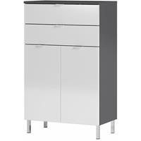 lomadox Bad Seitenschrank MACUL-01 Badschrank in Graphit und Hochglanz weiß - BxHxT ca. 60x97x34cm - 