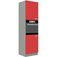 küchenpreisbombe Küchen Hochschrank 60 cm Rose Hochglanz rot + Grau Küchenzeile Küchenblock Küche - KÜCHEN PREISBOMBE