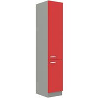 küchenpreisbombe Küchen Hochschrank 40 cm Rose Hochglanz Rot + Grau Küchenzeile Küchenblock Küche - KÜCHEN PREISBOMBE
