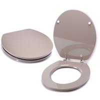 msv Premium WC Sitz Toilettendeckel Klodeckel Acryl Scharniere aus Edelstahl - hochwertige und stabile Qualität - Graubraun/Taupe