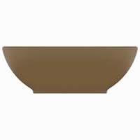 vidaxl Luxuriöses Ovales Waschbecken Matt Creme 40x33 cm Keramik - 