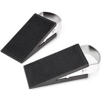 relaxdays Türkeil 2er Set, Türstopper in Keilform, Türpuffer Metall, rutschfest, HBT: ca. 3 x 5 x 12 cm, silber/schwarz - 