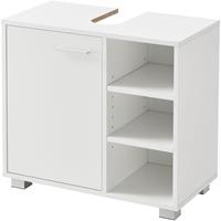 [en.casa] Waschbeckenunterschrank 56 x 60 x 31 cm Badezimmerschrank mit Siphonausschitt Badschrank mit Schranktür 3 Ablagefächern Weiß