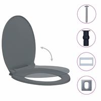 vidaxl Toilettensitz mit Absenkautomatik Quick-Release Grau Oval