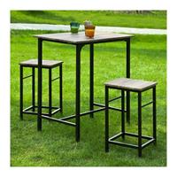 SoBuy Bistrotafel - 3-Delig - 2 Stoelen - Bartafelset - Eettafel - OGT10-N