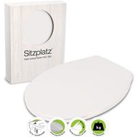 sitzplatz WC-Sitz Siena, Weiß, antibakterieller Duroplast Toilettensitz, Edelstahl-Scharniere, Schnellbefestigung Fast-Fix, Toilettendeckel,