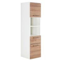 lomadox Badezimmer Hochschrank mit 2 Türen und Schublade, hängend, LAGOS-02 Eiche hell Nb., B x H x T ca. 35,2 x 134,5 x 36,8cm - 