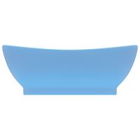 vidaXL Wastafel met overloop ovaal 58,5x39 cm keramiek mat lichtblauw