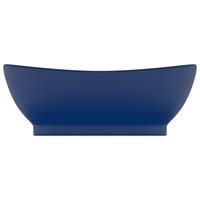 vidaXL Wastafel met overloop ovaal 58,5x39 cm keramiek mat donkerblauw