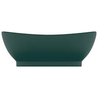 vidaXL Wastafel met overloop ovaal 58,5x39 cm keramiek mat donkergroen
