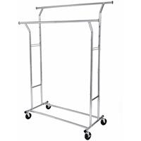 songmics Schwerlast Metall Kleiderständer auf Rädern, bis 110kg belastbar, Länge: 129-189cm, Chrom HSR12S