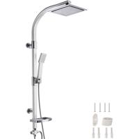 tectake Duschsystem Regendusche mit Handbrause und Seifenablage - Duscharmatur, Regendusche, Duschpaneel - grau