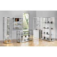 Staande vitrine, hoogte 2000 mm, 2 draaideuren, b x d = 1000 x 400 mm, roestvast stalen uiterlijk