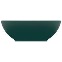 vidaXL Wastafel ovaal 40x33 cm keramiek mat donkergroen