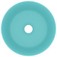 vidaXL Wastafel rond 40x15 cm keramiek mat lichtgroen