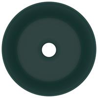 vidaXL Wastafel rond 40x15 cm keramiek mat donkergroen