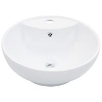 vidaXL Wastafel met overloop 46,5x18 cm keramiek wit