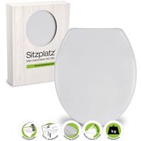 sitzplatz WC-Sitz mit Absenkautomatik Siena in Manhattan, antibakterieller Duroplast Toilettensitz, Schnellbefestigung, in universaler O Form, ovale