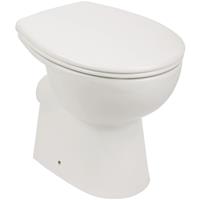 aquasu ' 57225 5 Stand-WC-Set | Spülrandlos | Inklusive WC-Sitz | Tiefspüler | Abgang waagerecht | Weiß | Toilette | Spülrandloses WC | Klo