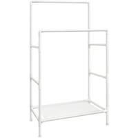SONGMICS Kleiderständer, Garderobenständer aus Metall, mit 2 Kleiderstangen, 1 Ablage, bis 70 kg belastbar, einfache Montage, weiß RDR01WT - Bianco - 