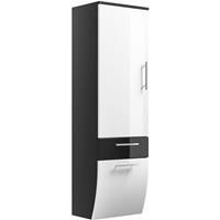 lomadox Badezimmer Hochschrank Hochglanz weiß, anthrazit TALONA-02 B x H x T ca. : 40 x 134,5 x 30 cm - 