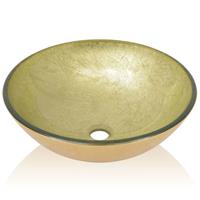 vidaxl Waschbecken Hartglas 42 cm Gold - 