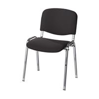 Bezoekersstoel, stapelbaar, rugleuning met bekleding, stoelframe verchroomd, bekleding antraciet, VE = 4 stuks