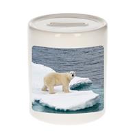 Bellatio Dieren ijsbeer foto spaarpot 9 cm jongens en meisjes - Cadeau spaarpotten ijsberen liefhebber