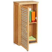 relaxdays Bad Hängeschrank, Bambus, 2 Fächer, höhenverstellbarer Einlegeboden, Badschrank HxBxT: 66 x 35 x 20 cm, natur - 