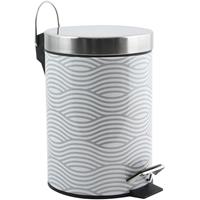 MSV Kosmetikeimer Motiv, Pedal-Treteimer, rostfreier Edelstahl, herausnehmbarer Inneneimer, exklusives Design "Wave grau", 3L