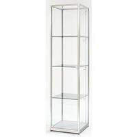 Zuilvitrine, hoogte 2000 mm, 1 draaideur, b x d = 500 x 500 mm, zilverkleurig geanodiseerd