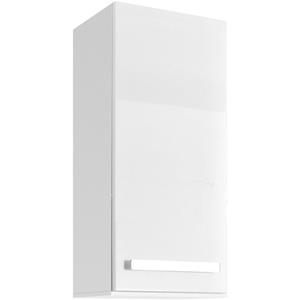 lomadox Bad Hängeschrank FES-4005-66 in Hochglanz Lack Polarweiß mit Glaseinlegeböden - B/H/T: 30/70/17cm - 