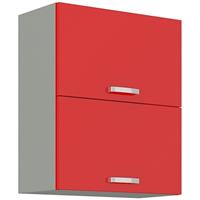 küchenpreisbombe Hängeschrank 60 cm Rose Hochglanz Rot Grau Küchenzeile Küchenblock Küche Vario - KÜCHEN PREISBOMBE