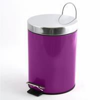 MSV Prullenbak/pedaalemmer etaal - paars - 3 liter - 17 x 25 cm - Badkamer/toilet - Pedaalemmers